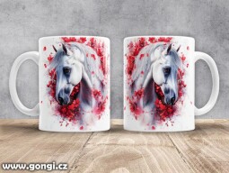 Hrnek - 0378 - Kůň červené květy